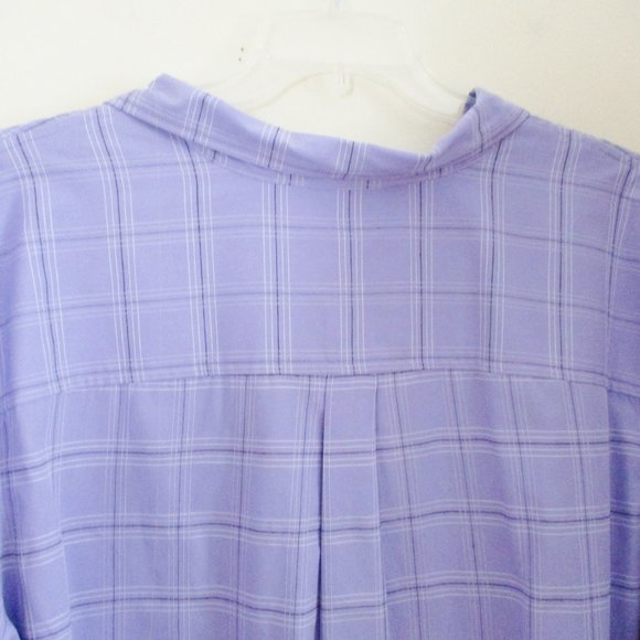 Essentials By Maggie Long Sleeve Blouse, Lavender Plaid, Roll Tabs, Size 26/28 - Picture 6 of 10